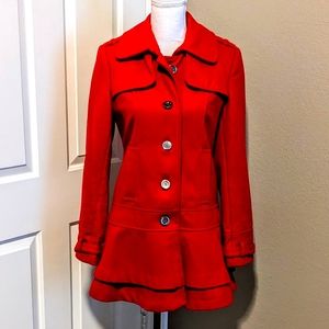 Red wool princess style peacoat